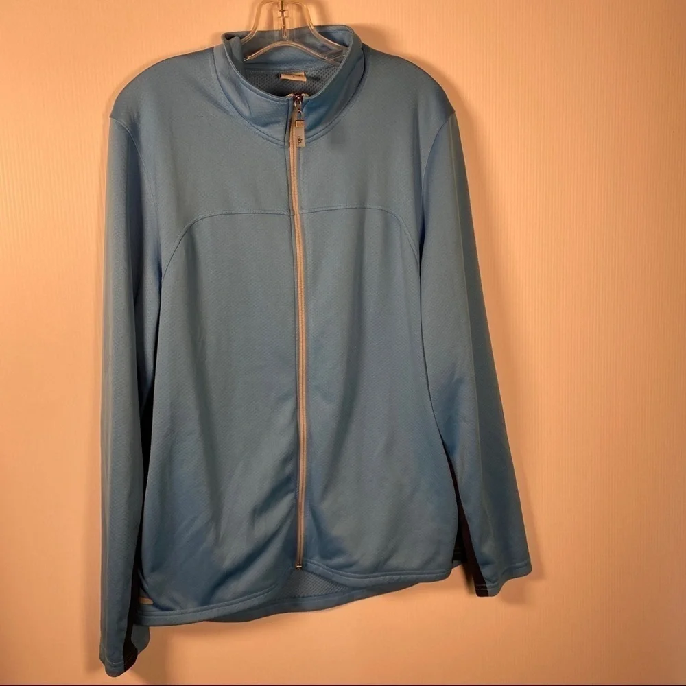 ALO YOGA Jacket. Zip front. Turquoise/Navy. Size L